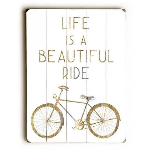 One Bella Casa One Bella Casa 0004-8214-25 9 x 12 in. Gilded Hipster Bicycle Solid Wood Wall Decor by WildApple 0004-8214-25